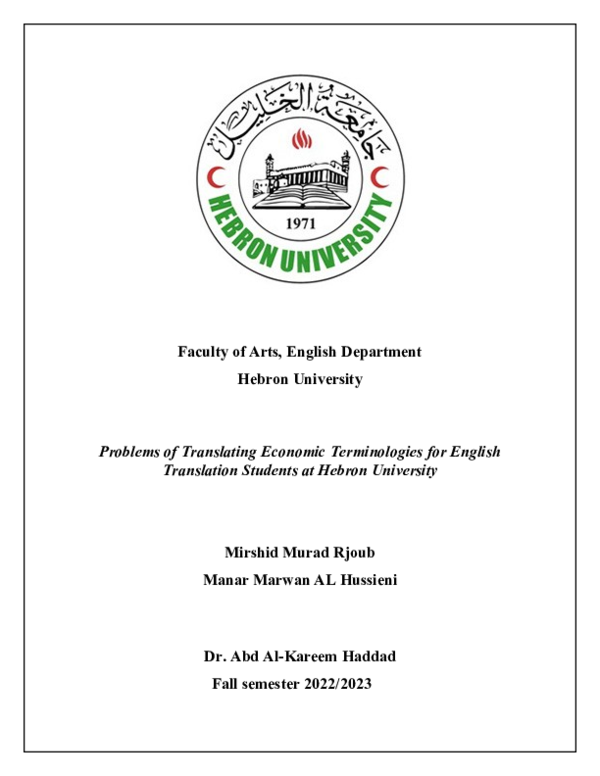 (DOC) Problems of Translating Economic Terminologies for English ...