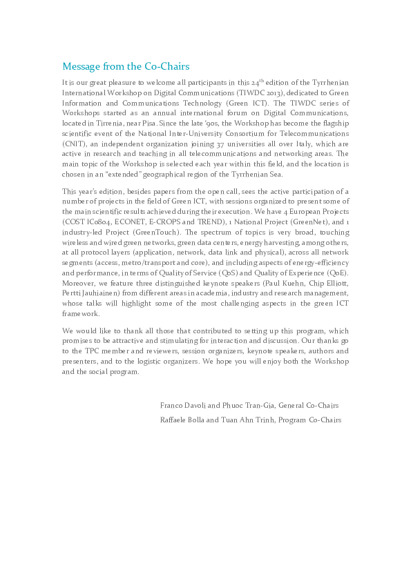 (PDF) Message from the co-chairs