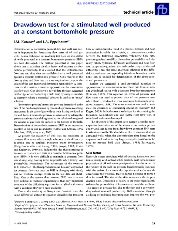 (PDF) Drawdown test constant bottomhole pressure
