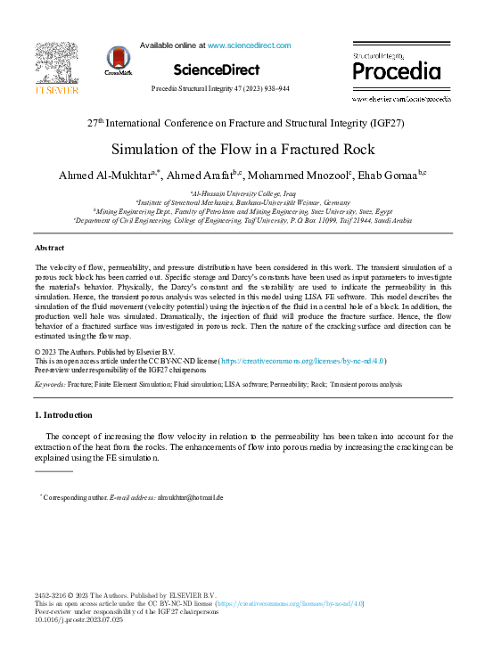 (PDF) Simulation of the Flow in a Fractured Rock