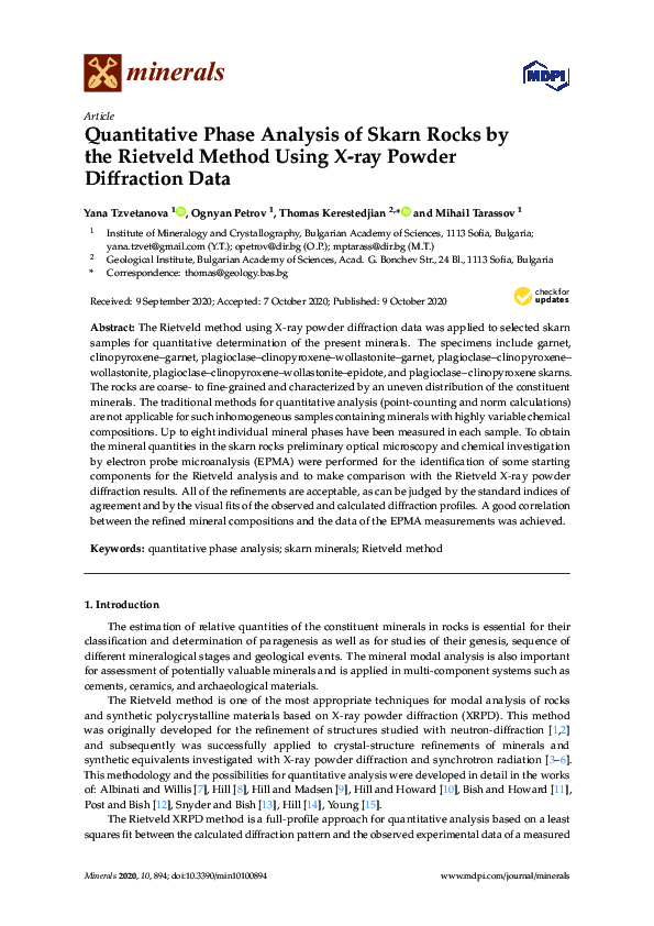 (PDF) Quantitative Phase Analysis of Skarn Rocks by the Rietveld Method ...