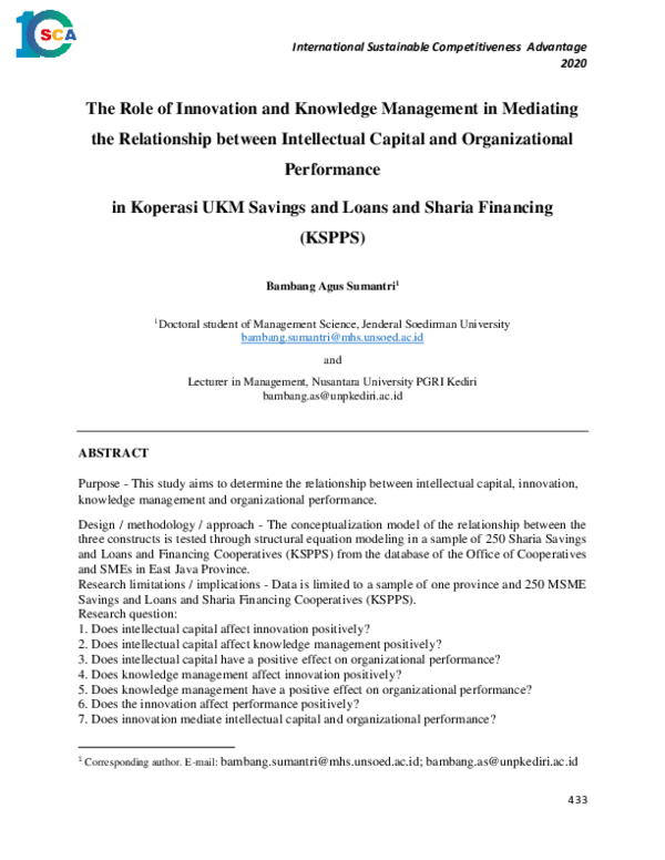 (PDF) The Role of Innovation and Knowledge Management in Mediating the ...