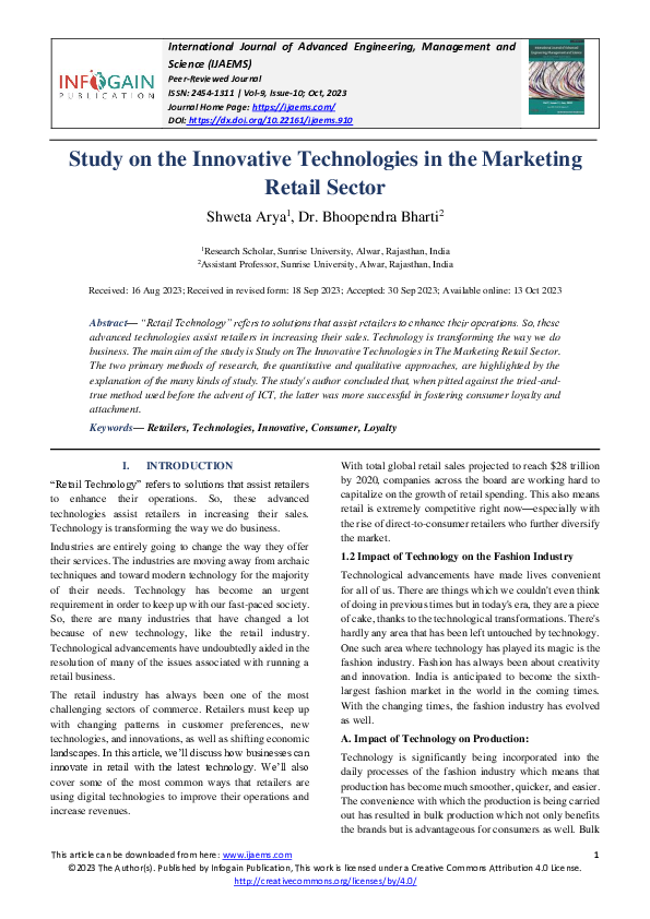 (PDF) Study on the Innovative Technologies in the Marketing Retail Sector