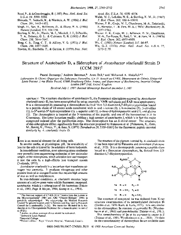 (PDF) Structure of azotobactin D, a siderophore of Azotobacter ...