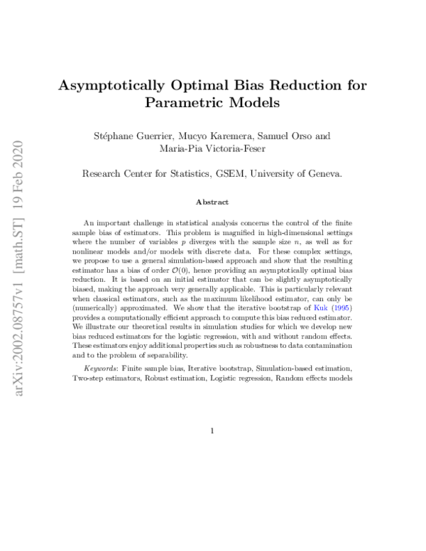 (PDF) Asymptotically Optimal Bias Reduction for Parametric Models