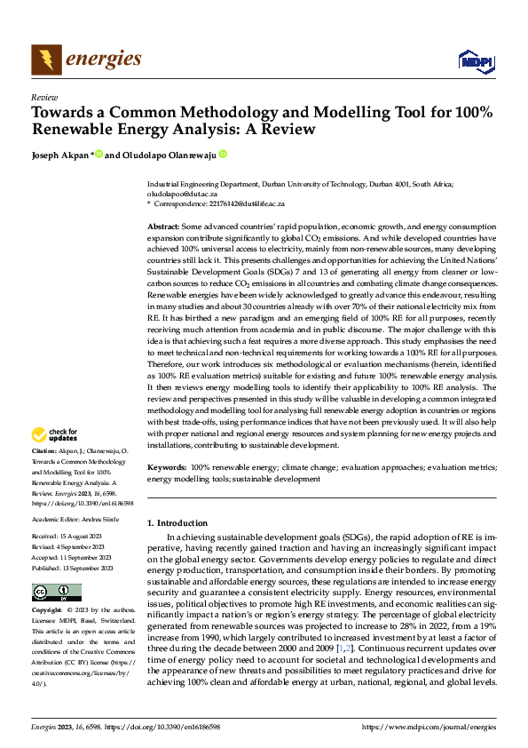 (PDF) Towards a Common Methodology and Modelling Tool for 100% ...