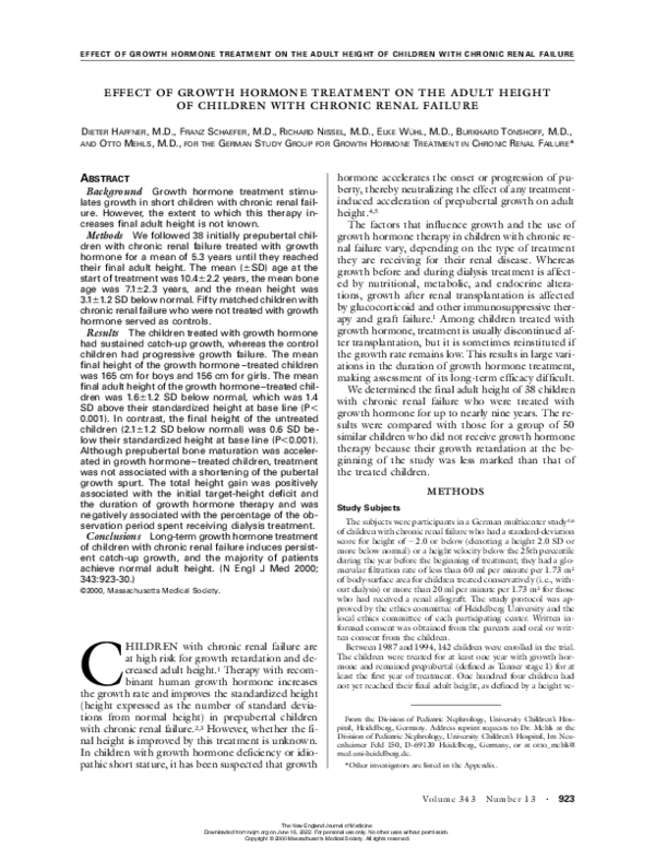 (PDF) Effect of Growth Hormone Treatment on Adult Height in ...