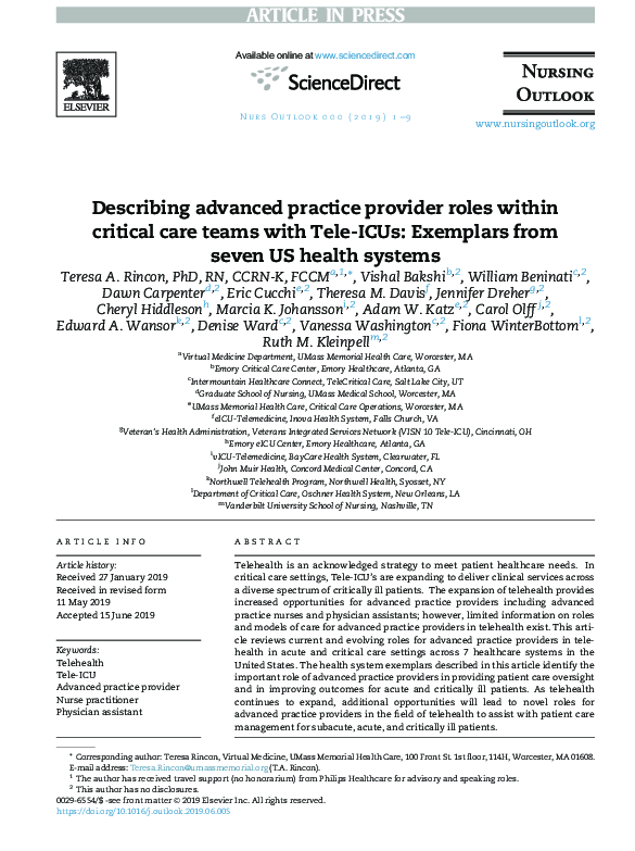 (PDF) Describing advanced practice provider roles within critical care ...
