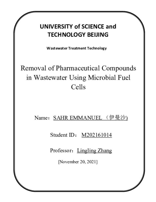 (PDF) Removal of Pharmaceutical Compounds in Wastewater Using Microbial ...