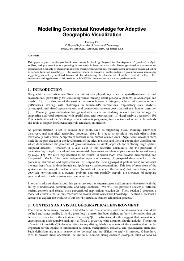 (PDF) Modelling Contextual Knowledge for Adaptive Geographic Visualization