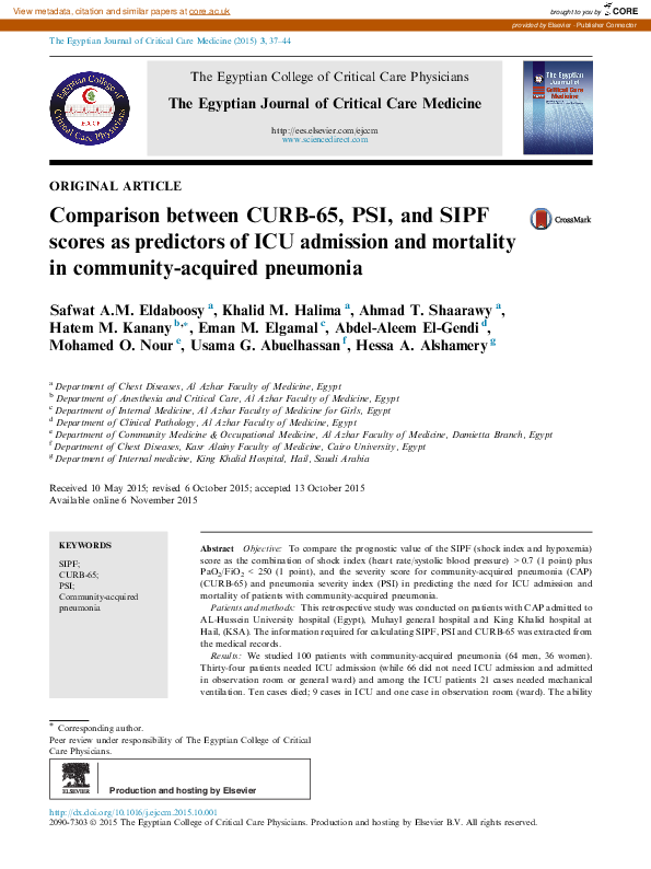(PDF) Comparison between CURB-65, PSI, and SIPF scores as predictors of ...