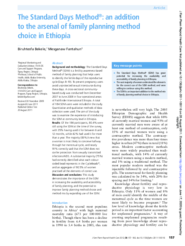 (PDF) The Standard Days Method®: an addition to the arsenal of family ...