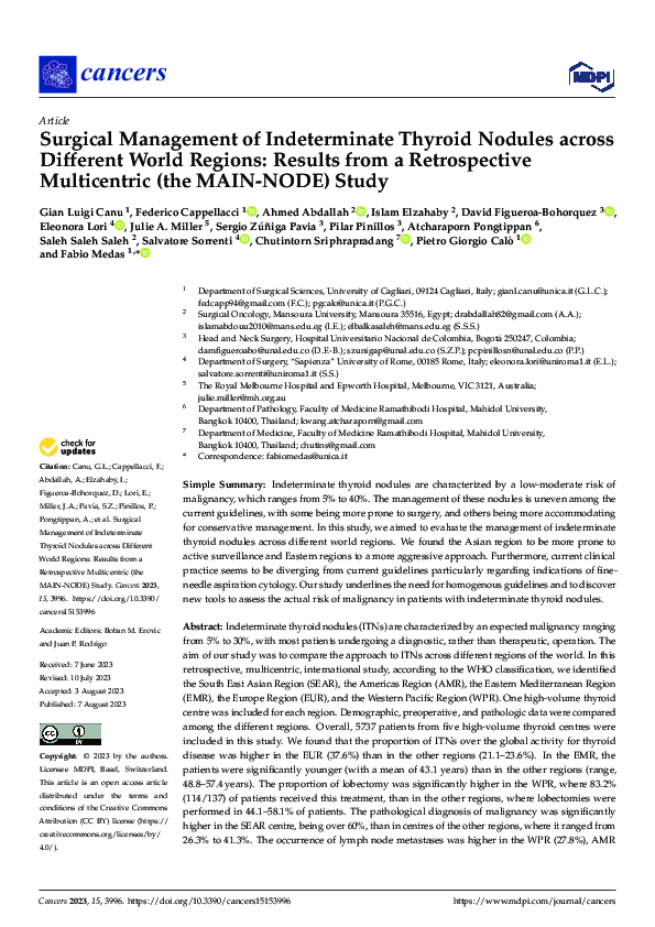 (PDF) Surgical Management of Indeterminate Thyroid Nodules across ...