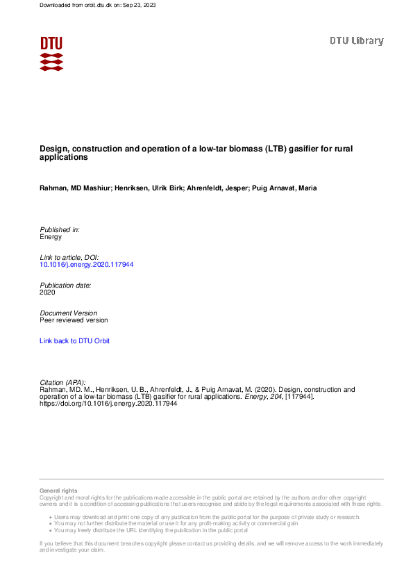 (PDF) Design, construction and operation of a low-tar biomass (LTB ...