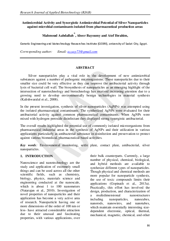 (PDF) Antimicrobial Activity and Synergistic Antimicrobial Potential of ...