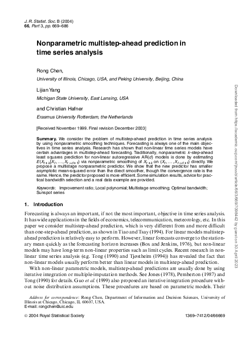 (PDF) Nonparametric Multistep-Ahead Prediction in Time Series Analysis