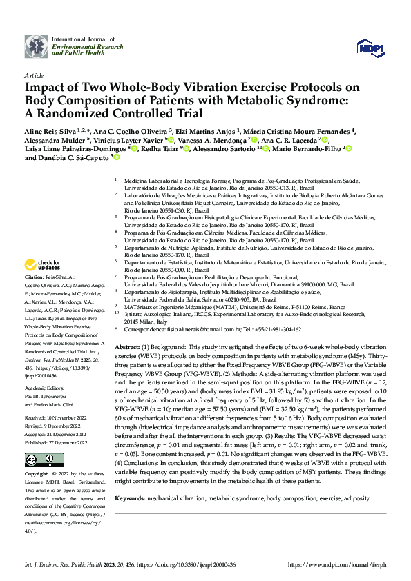 (PDF) Impact of Two Whole-Body Vibration Exercise Protocols on Body ...