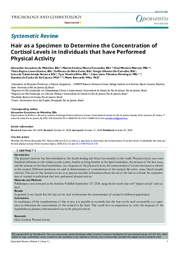 (PDF) Hair as a Specimen to Determine the Concentration of Cortisol ...