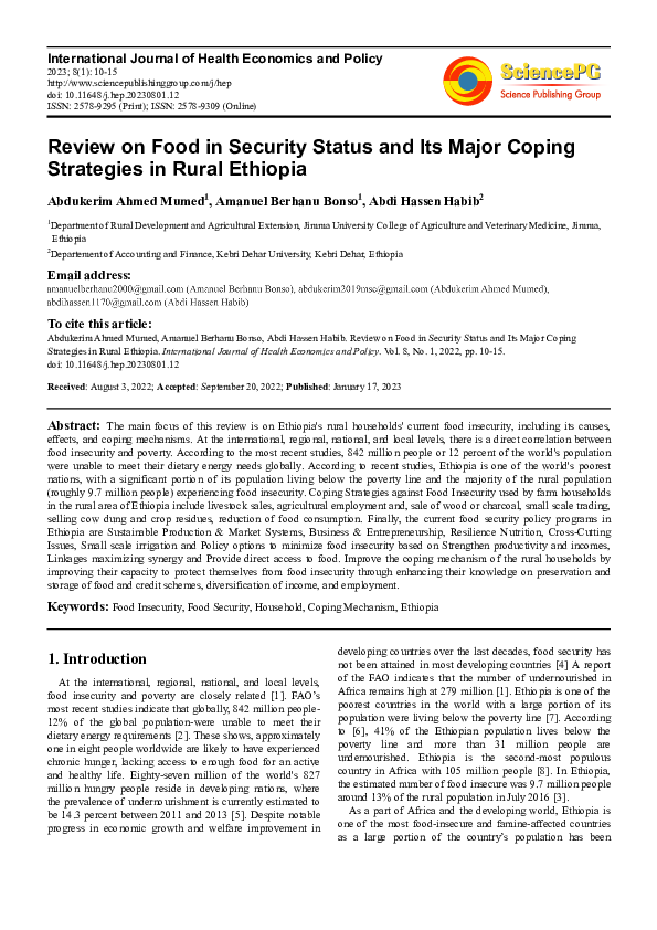 (PDF) Review on Food in Security Status and Its Major Coping Strategies ...