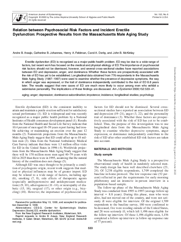 (PDF) Relation between Psychosocial Risk Factors and Incident Erectile ...