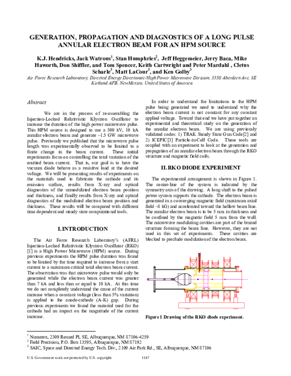 (PDF) Generation, propagation and diagnostics of a long pulse annular ...