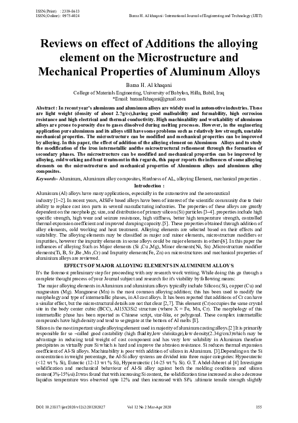 (PDF) Reviews on effect of Additions the alloying element on the ...