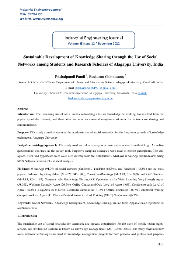 (PDF) Sustainable Development of Knowledge Sharing through the Use of ...