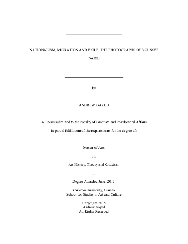 (PDF) Nationalism, migration and exile: the photographs of Youssef ...