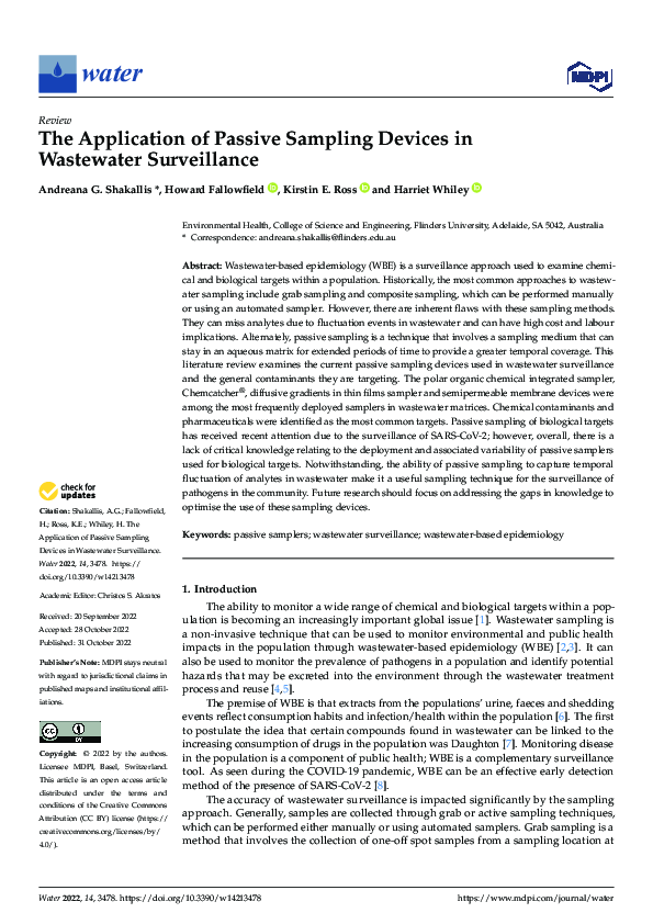 (PDF) The Application of Passive Sampling Devices in Wastewater ...