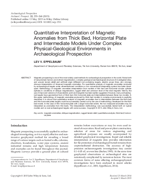 (PDF) Quantitative Interpretation of Magnetic Anomalies from Thick Bed ...