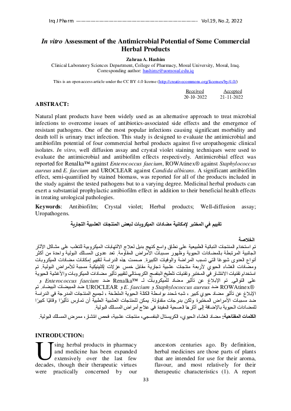 (PDF) In vitro Assessment of the Antimicrobial Potential of Some ...