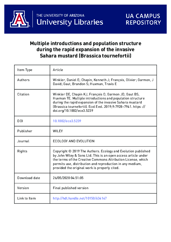 (PDF) Multiple introductions and population structure during the rapid ...
