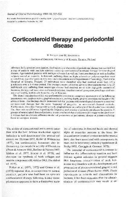 (PDF) Corticosteroid therapy and periodontal disease
