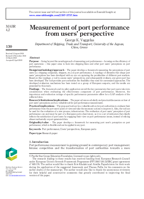 (PDF) Measurement of port performance from users’ perspective