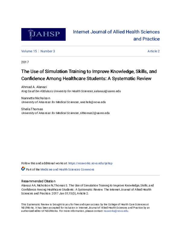 (PDF) The Use of Simulation Training to Improve Knowledge, Skills, and ...