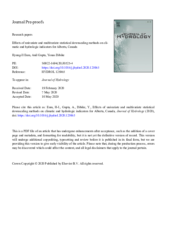 (PDF) Effects of univariate and multivariate statistical downscaling ...