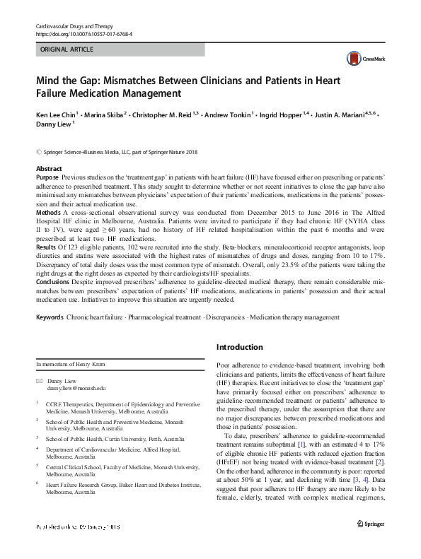 (PDF) Mind the Gap: Mismatches Between Clinicians and Patients in Heart ...