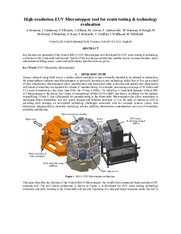 (PDF) High-resolution EUV microstepper tool for resist testing and ...