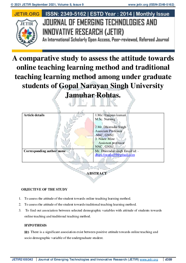 (PDF) A comparative study to assess the attitude towards online ...