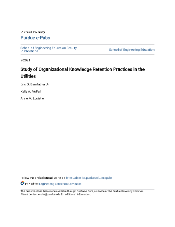 (PDF) Study of Organizational Knowledge Retention Practices in the ...