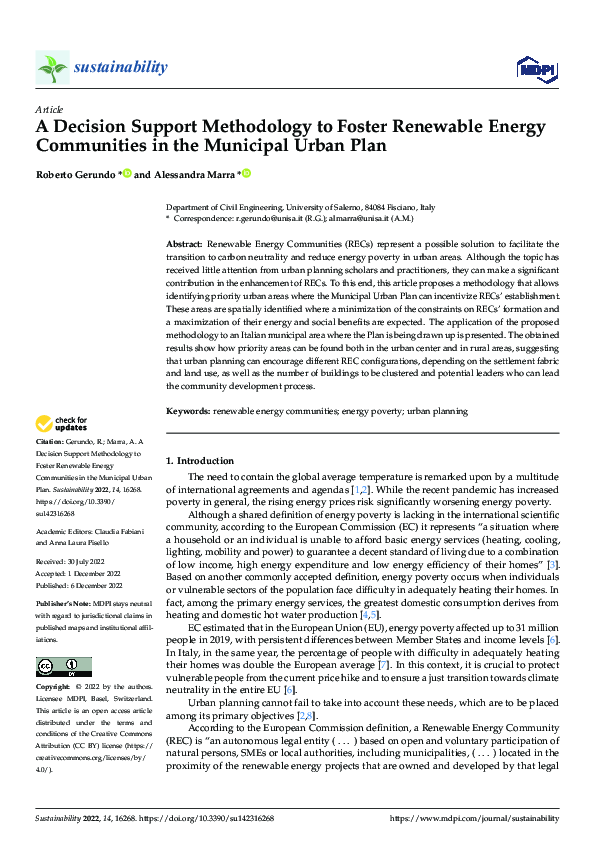 (PDF) A Decision Support Methodology to Foster Renewable Energy ...