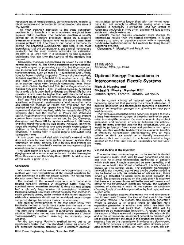 (PDF) Optimal Energy Transactions in Interconnected Electric Systems