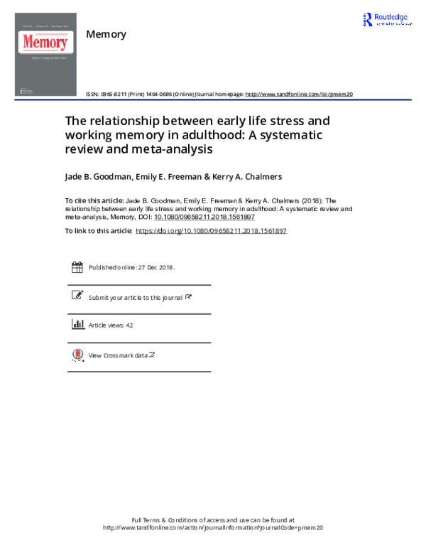 (PDF) The relationship between early life stress and working memory in ...