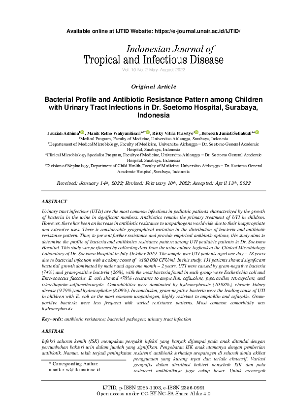 (PDF) Bacterial Profile and Antibiotic Resistance Pattern among ...