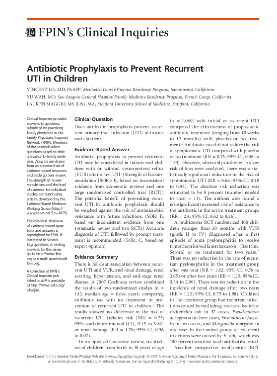 (PDF) FPIN's clinical inquiries: antibiotic prophylaxis to prevent ...