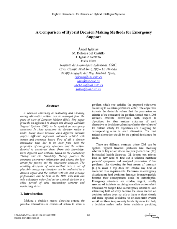 (PDF) A Comparison of Hybrid Decision Making Methods for Emergency Support