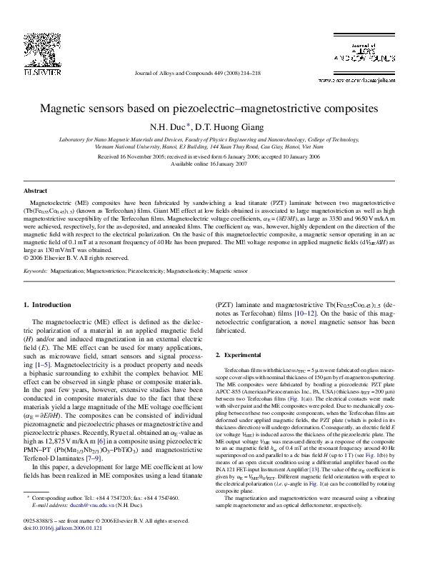 (PDF) Magnetic sensors based on piezoelectric–magnetostrictive composites