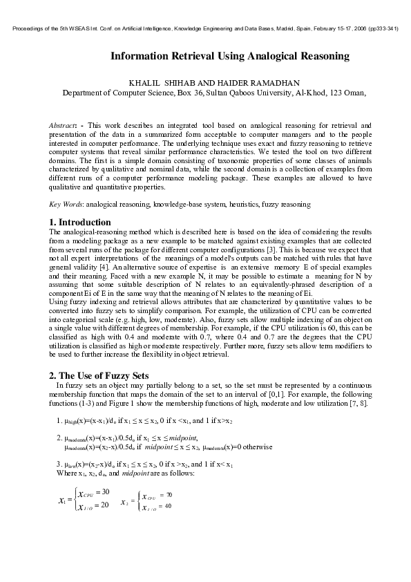 (PDF) Information retrieval using analogical reasoning