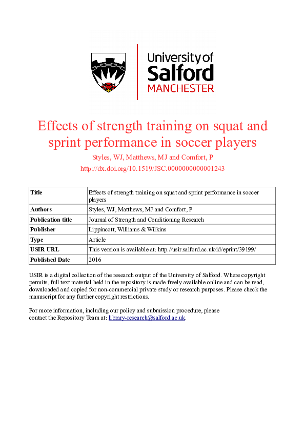 (PDF) Effects of Strength Training on Squat and Sprint Performance in ...