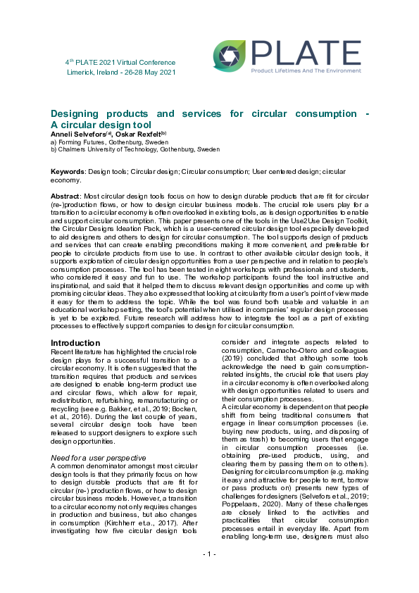 (PDF) Designing products and services for circular consumption - A ...
